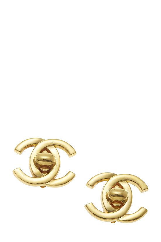 Gold 'CC' Turnlock Earrings Large, , large image number 1