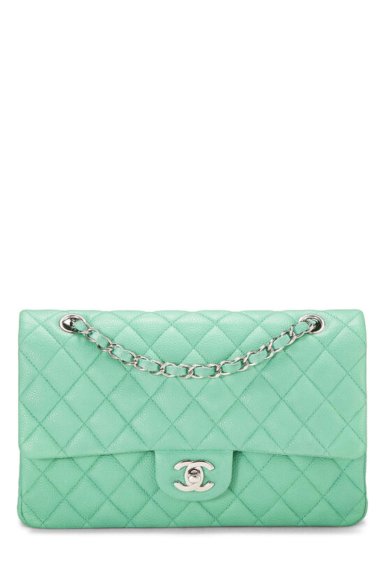 Green Quilted Caviar Classic Double Flap Medium, , large image number 0