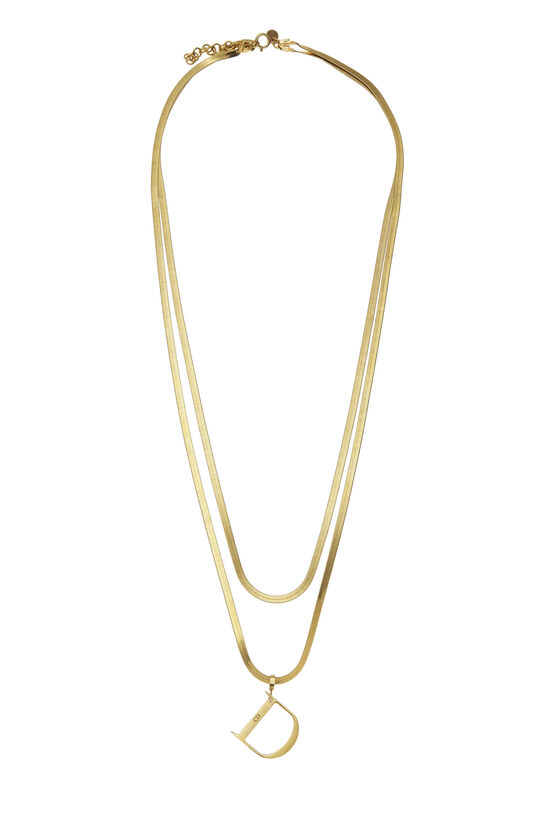 Gold Logo Snake Chain Layered Necklace , , large image number 0