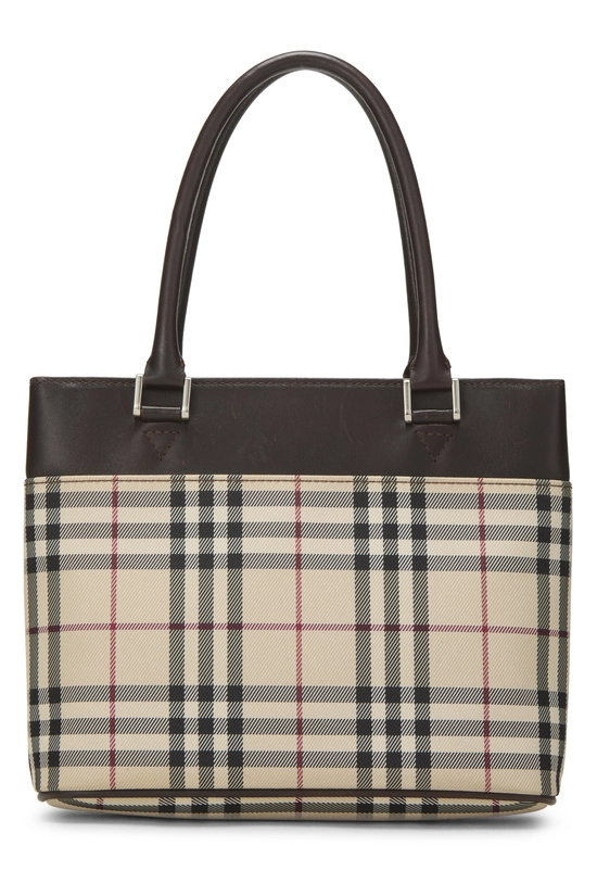 Brown Nylon Check Handbag Mini, , large image number 3