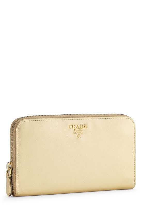 Gold Saffiano Zip Around Wallet, , large image number 1
