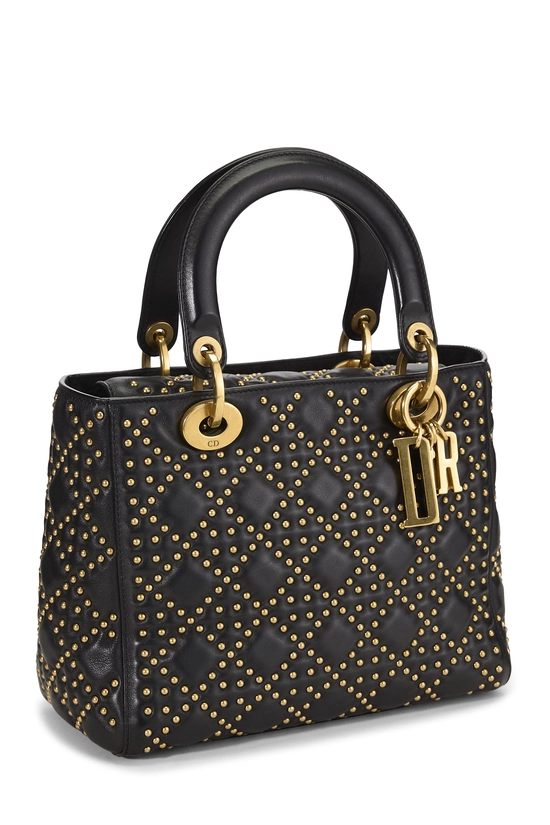 Black Studded Leather Lady Dior Medium, , large image number 1