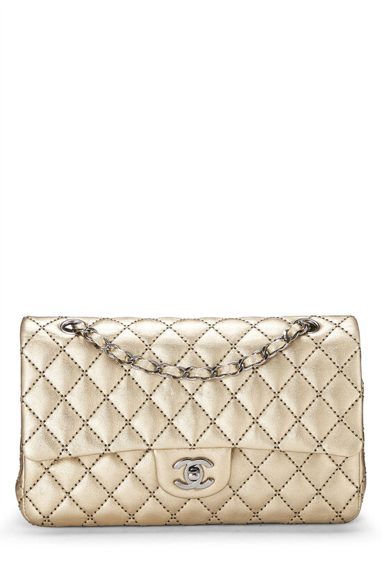 Metallic Gold Quilted Lambskin Classic Double Flap Medium, , large image number 0