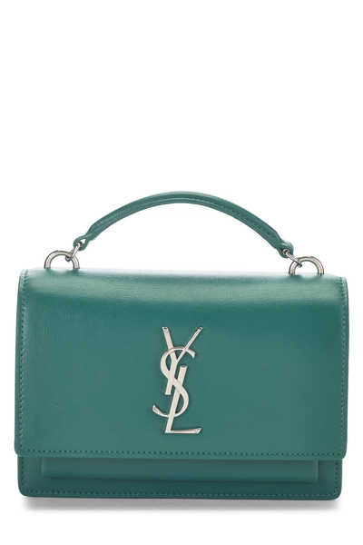 YSL Green Calfskin Sunset Wallet On Chain (WOC)