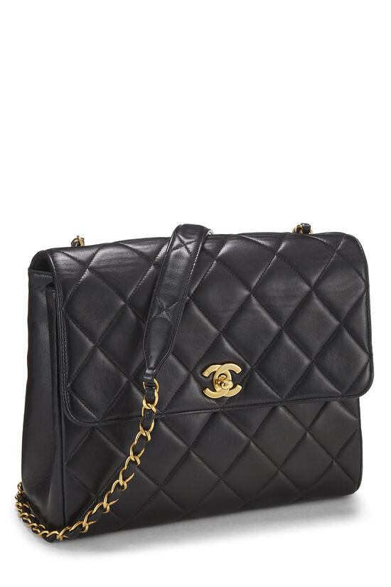 Pre-Owned Black Quilted Lambskin  