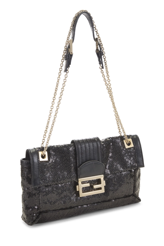 Black Sequin Baguette Chain Bag, , large image number 1