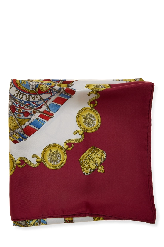 Burgundy & Multicolor 'Les Tambours' Silk Scarf 90, , large image number 1