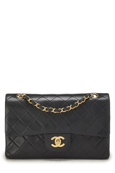 Black Quilted Lambskin Classic Double Flap Small