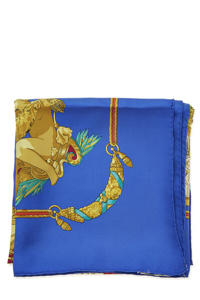 Blue & Multicolor 'Hommage à Charles Garnier' Silk Scarf 90, , large