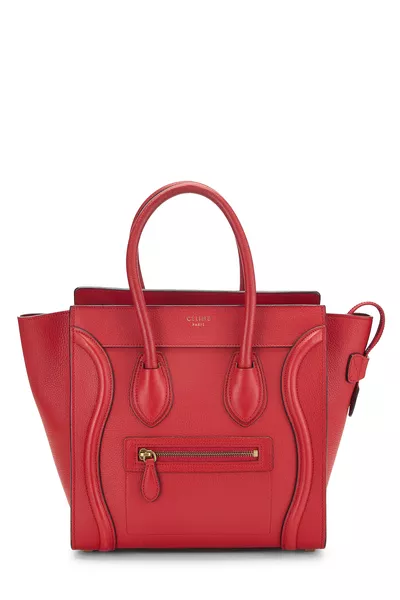 Red Drummed Calfskin Luggage Micro