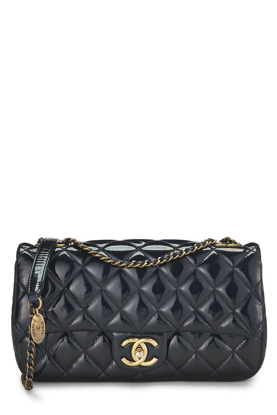 Chanel Navy Quilted Patent Leather 