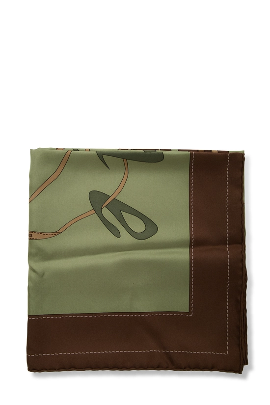 Pre-Owned Brown & Multicolor 'Monsieur et Madame' Silk Scarf 90