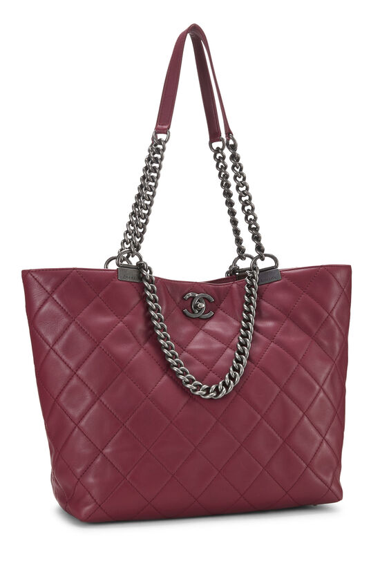 Burgundy Calfskin Shopping In Chains Tote, , large image number 1