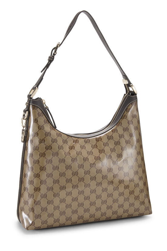 Brown GG Crystal Canvas Charmy Hobo, , large image number 1