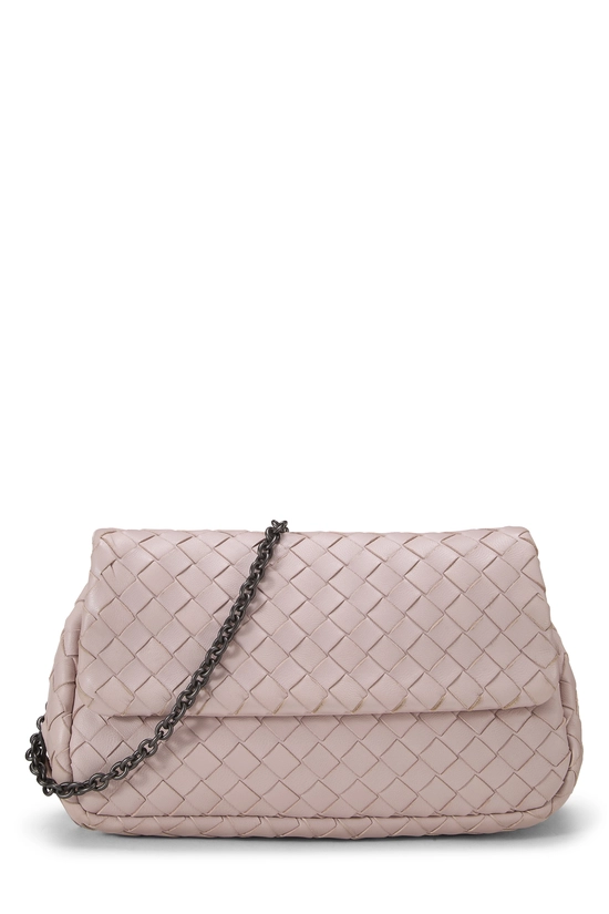 Pink Intrecciato Leather Flap Crossbody Bag Small, , large image number 0