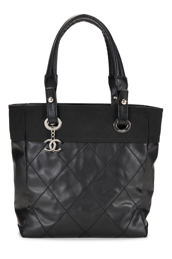 Black Quilted Coated Canvas Paris Biarritz Tote, , large image number 0