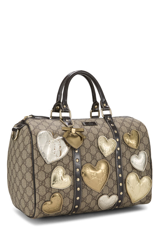 Brown GG Supreme Canvas Hearts Joy Boston Handbag, , large image number 1