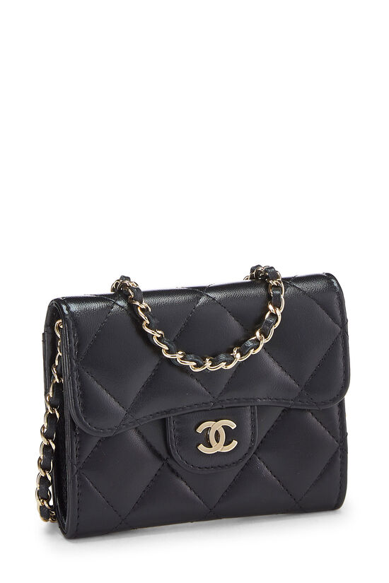 Chanel CC Flap Card Holder on Chain Strass Embellished Satin Mini