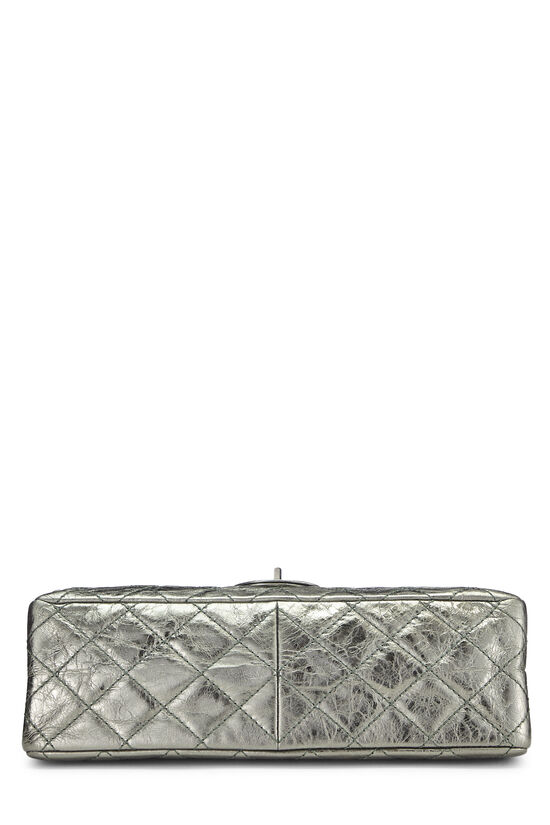 CHANEL Metallic Silver Quilted Lambskin 2.55 Wallet