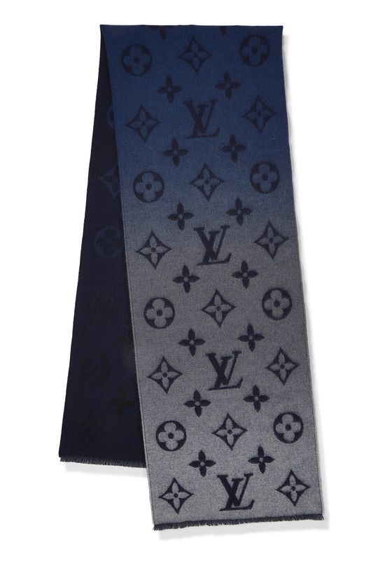 Blue Monogram Cashmere Scarf, , large image number 0