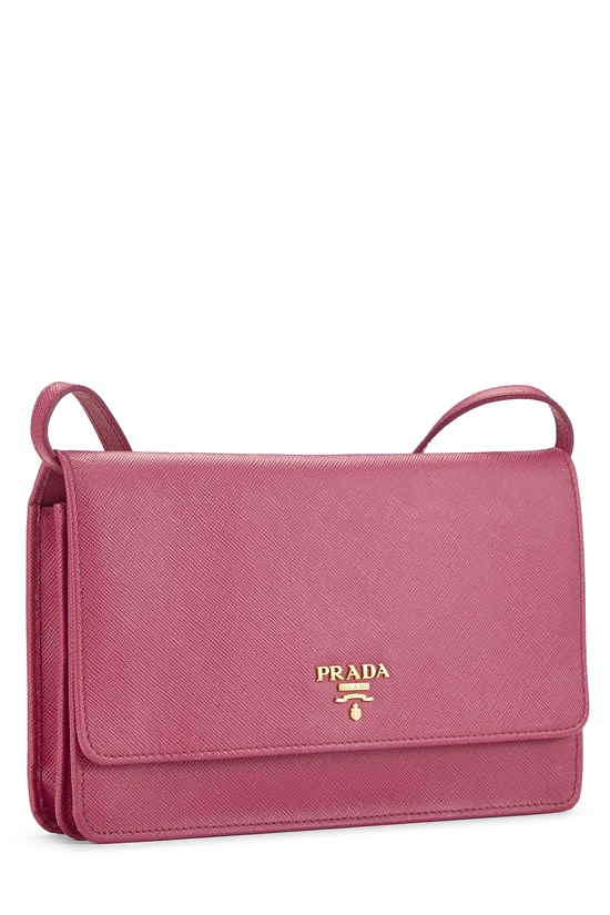 Pink Saffiano Leather Wallet On Chain (WOC), , large image number 1