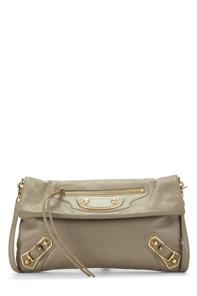 Grey Agneau Classic Flat Envelope Clutch