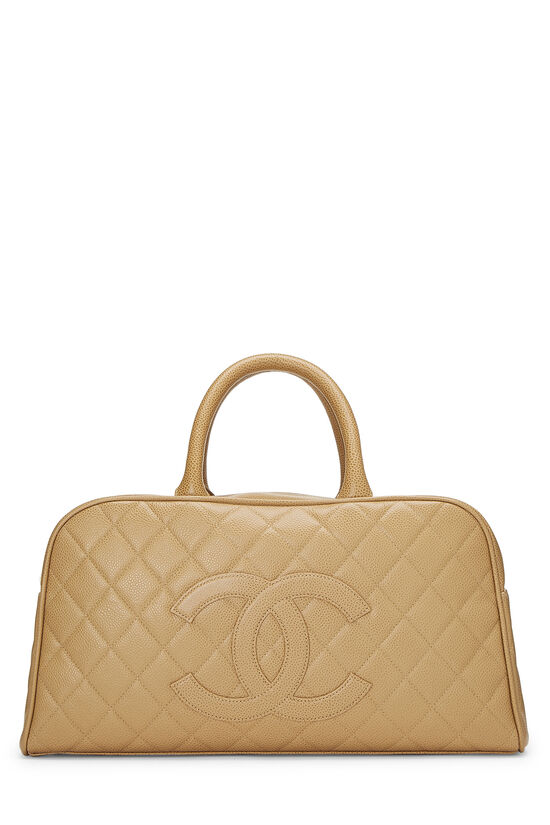 Beige Quilted Caviar Bowler, , large image number 0
