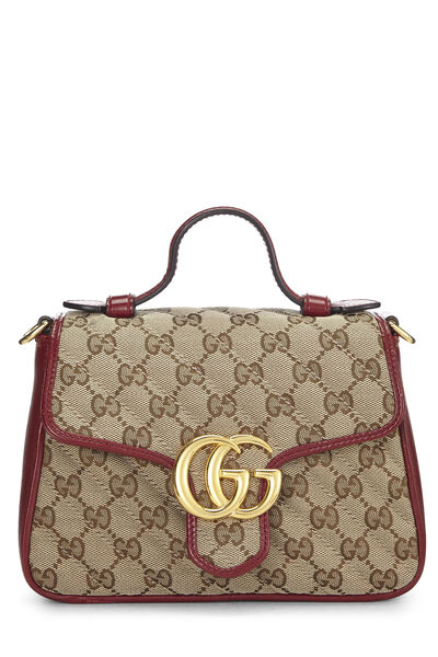 Red Original GG Canvas Marmont Top Handle Bag Mini