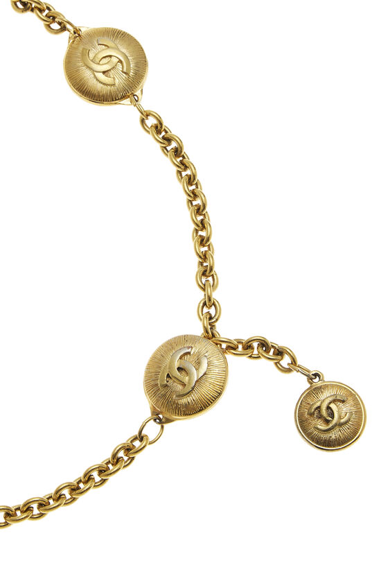 Pre-owned Vintage Chanel Big Logo Gold Tone Signature Pendant Necklace