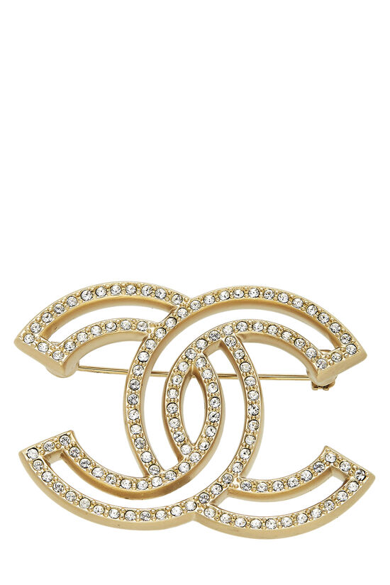 Gold & Crystal 'CC' Pin, , large image number 0