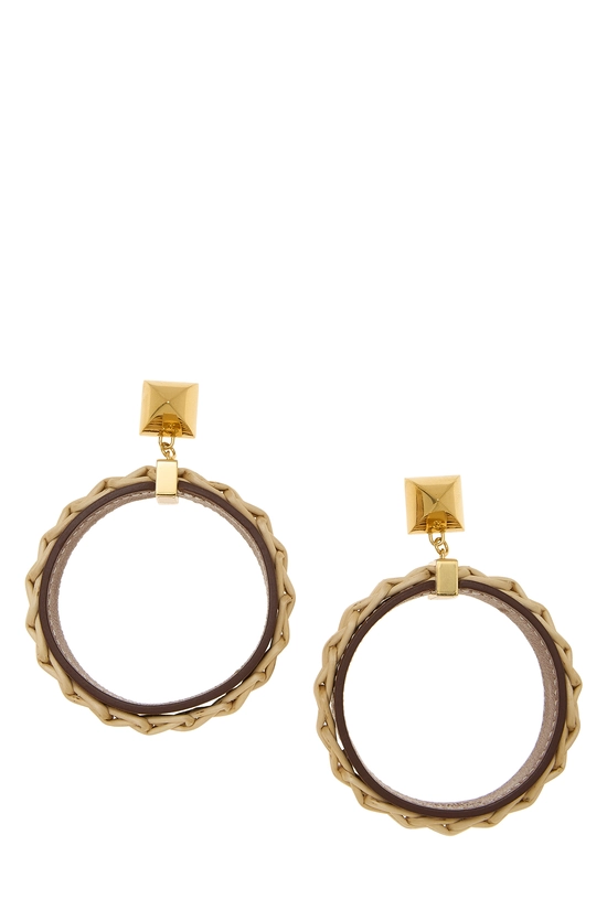 Beige Wicker Loop Medor Picnic Earrings, , large image number 0