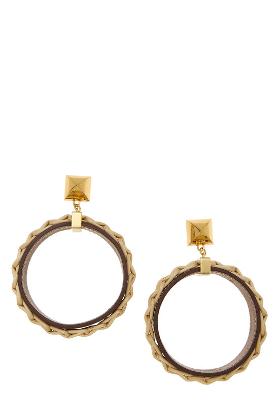 Beige Wicker Loop Medor Picnic Earrings, , large image number 0