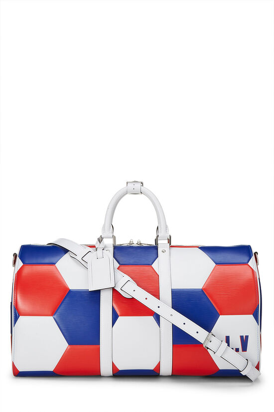 FIFA World Cup Red, White & Blue Leather Keepall Bandouliere 50