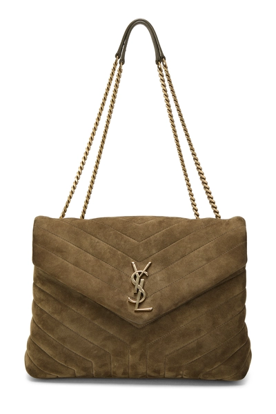 Saint Laurent Brown Suede Loulou Shoulder Bag Medium