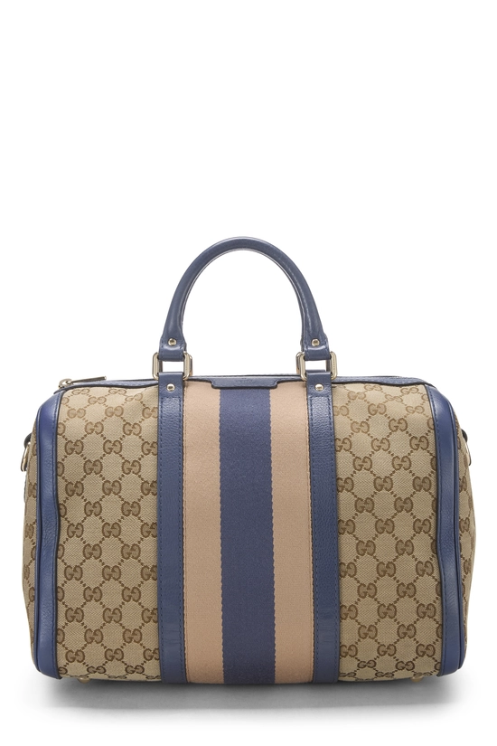 Blue Original GG Canvas Web Boston Handbag Small, , large image number 0