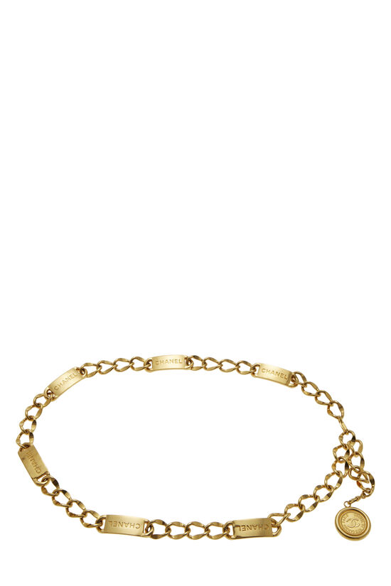 Gold Logo Nameplate Chain Belt, , large image number 0