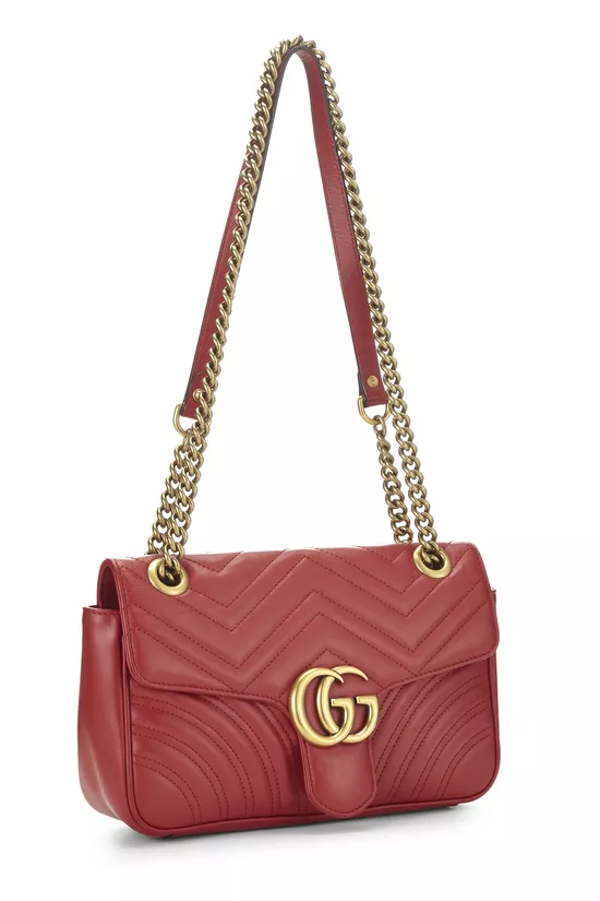 Red Leather GG Marmont Shoulder Bag Small, , large image number 1