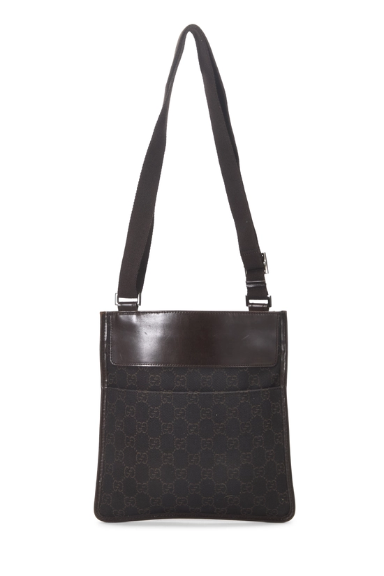 Brown Denim GG Zip Pocket Flat Messenger Small, , large image number 3