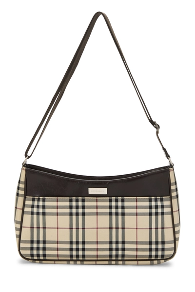 Brown House Check Nylon Crossbody Large