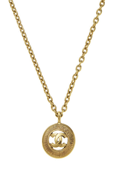 Gold 'CC' Sunburst Necklace Small, , large