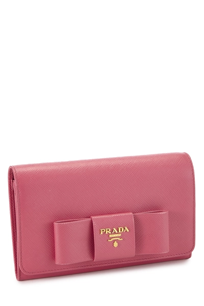 Pink Saffiano Bow Wallet On Chain (WOC), , large
