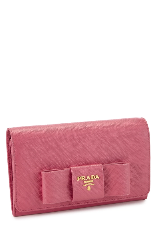 Pink Saffiano Bow Wallet On Chain (WOC), , large image number 1