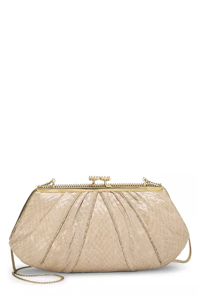 Beige Python Clutch