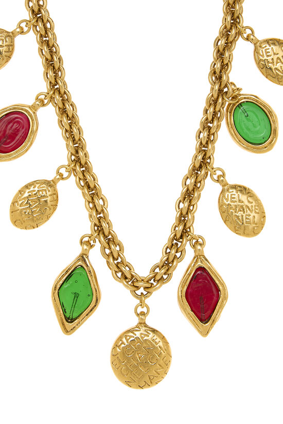 Gold & Multicolor Gripoix Charm Necklace, , large image number 1