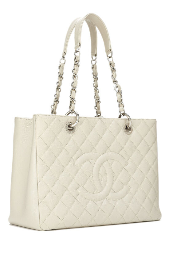 Chanel Cream Quilted Caviar Grand Shopping Tote (GST