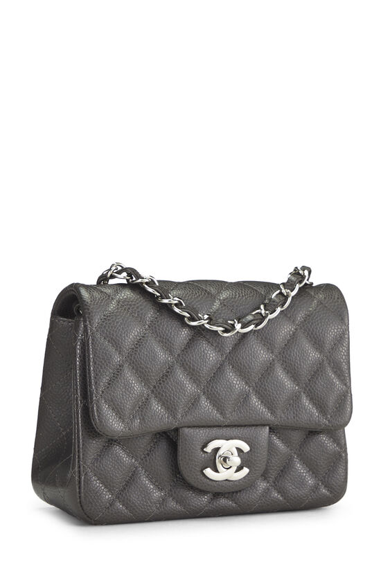 Grey Quilted Caviar Classic Square Flap Mini, , large image number 1