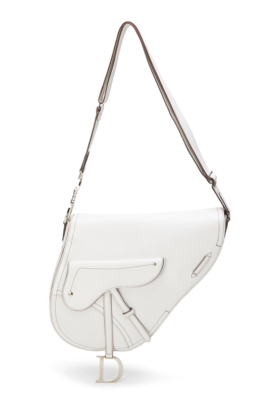 White Calfskin Saddle Bandouliere, , large image number 0