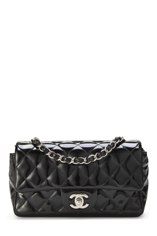 Black Quilted Patent Leather Half Flap Mini, , large image number 0