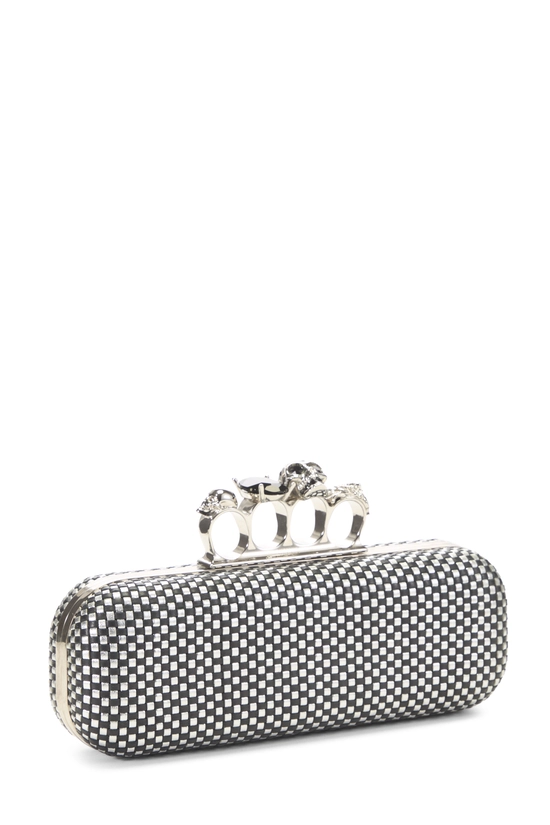 Silver Leather Knuckle Clutch, , large image number 1