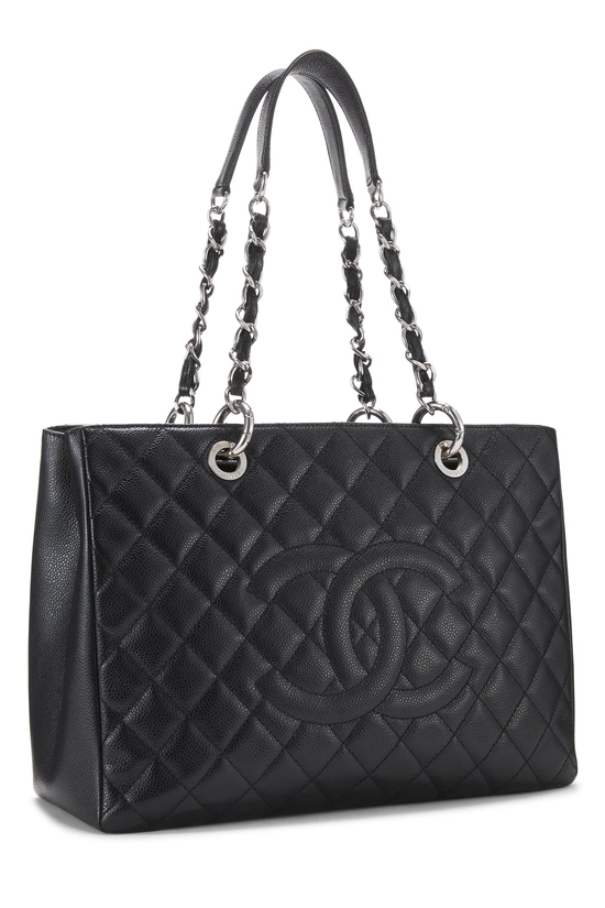 Black Quilted Caviar Grand Shopping Tote (GST), , large image number 1